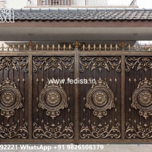 Modern Fence Gate, Boundary Wall Iron Grill Design Main Gate Lighting In Outdoor
