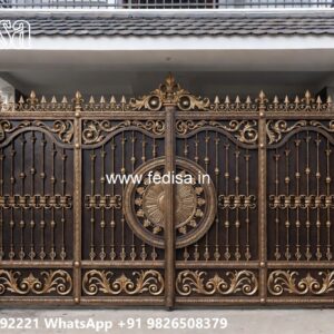 Front Door Gate Design, Steel Framed Wooden Gates Main Gate Lighting In Outdoor