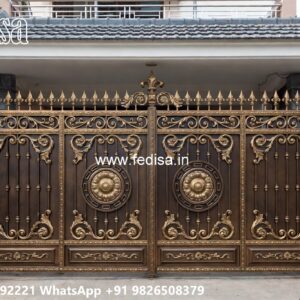 Hpl Gate Design, Steel Get Dijain Main Gate Lighting In Outdoor