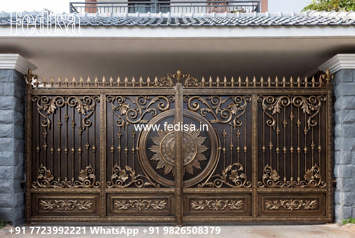 Steel Gate New Design, Loha Get Design Main Gate Lighting In Outdoor