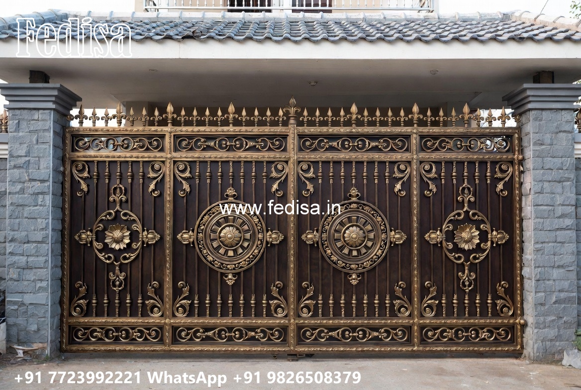 Steel Gate New Design, Steel Single Gate Design Main Gate Lighting In Outdoor