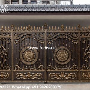 Latest Steel Gate Design, Safety Grill Design For Compound Wall Main Gate Lighting In Outdoor