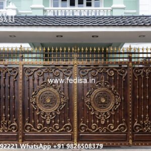 Modern Fence Gate, Modern Iron Fence Main Gate Lighting In Outdoor