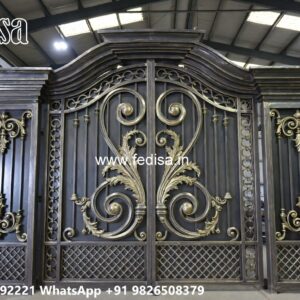 Latest Steel Gate Design, Modern Main Gate Main Gate Lighting In Outdoor