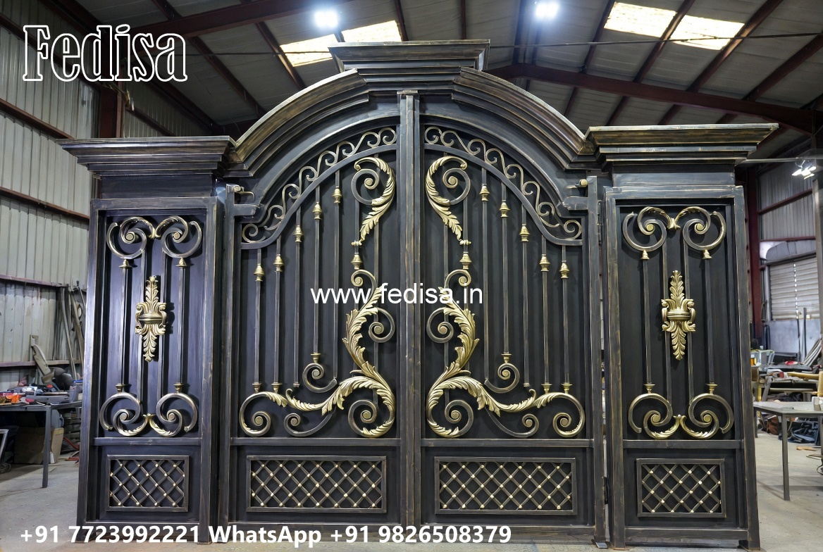 Steel Gate New Design, Simple Grill Gate Main Gate Lighting In Outdoor