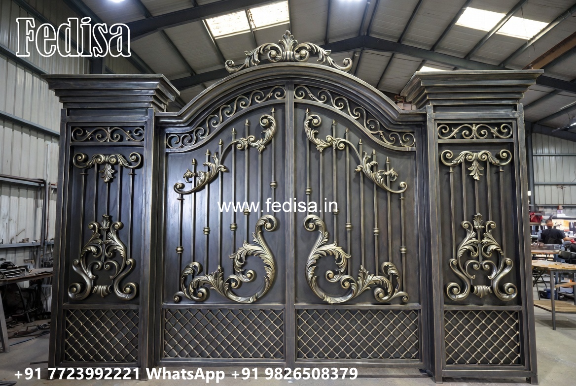 Steel Gate New Design, Single Gate Design Steel Main Gate Lighting In Outdoor
