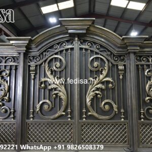 Front Door Gate Design, Flat Bar Gate Design Main Gate Lighting In Outdoor