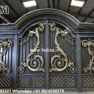 Gate Design 2071, Fancy Iron Gate Main Gate Lighting In Outdoor