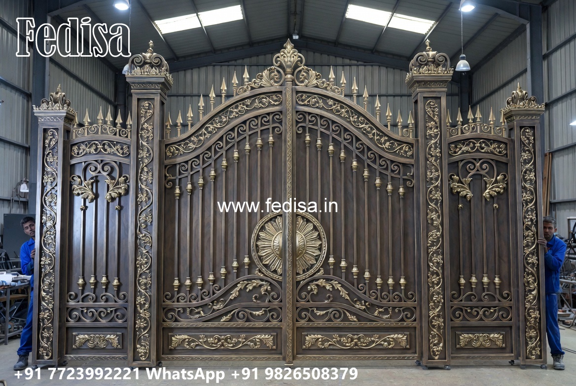 Steel Gate New Design, Metal Main Gate Design Main Gate Lighting In Outdoor