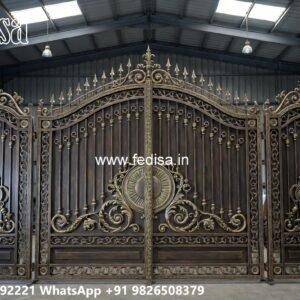 Latest Steel Gate Design, Gate Side Wall Design Main Gate Lighting In Outdoor