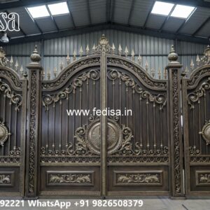 Modern Fence Gate, Sliding Iron Gate Design For House Main Gate Lighting In Outdoor