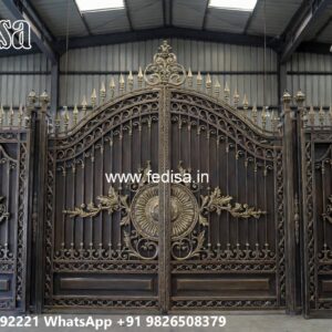 Hpl Gate Design, New Iron Gate Design Main Gate Lighting In Outdoor