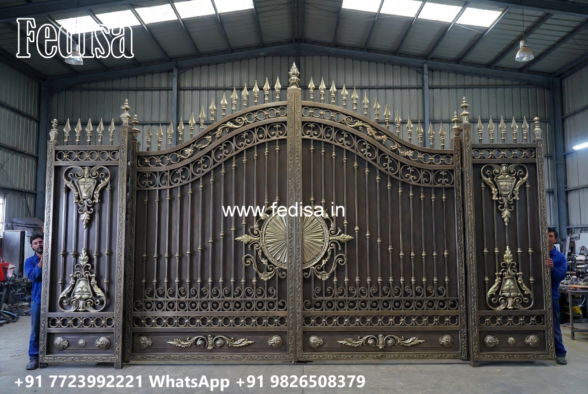 Steel Gate New Design, Sliding Door Main Gate Main Gate Lighting In Outdoor