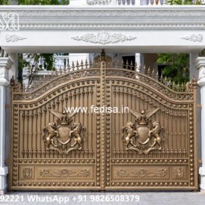 Hpl Gate Design, Single Grill Gate Design Main Gate Lighting In Outdoor
