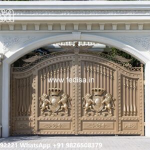 Steel Gate New Design, Main Gate Design 8 Feet Main Gate Lighting In Outdoor