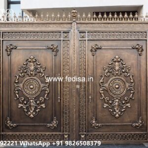 Steel Gate New Design, Four Fold Gate Design Main Gate Lighting In Outdoor