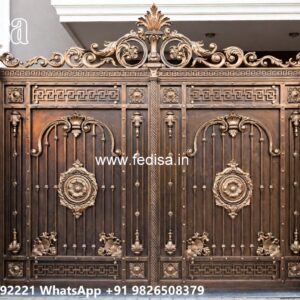 Latest Steel Gate Design, Iron Arch Gate Design Main Gate Lighting In Outdoor