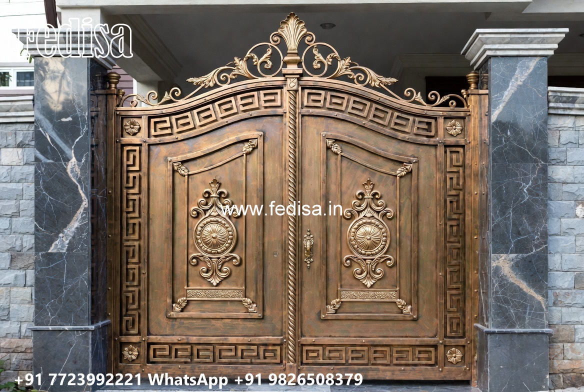 Steel Gate New Design, Home Compound Gate Design Main Gate Lighting In Outdoor