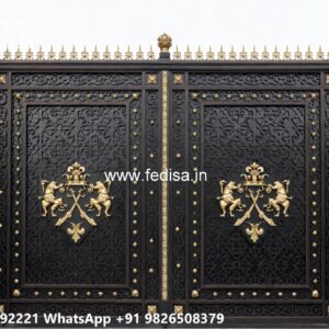 Gate Design 2102, Sliding Gate Roller Design Main Gate Lighting In Outdoor