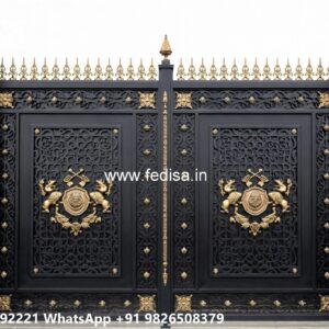 Hpl Gate Design, Hollow Pipe Gate Design Main Gate Lighting In Outdoor