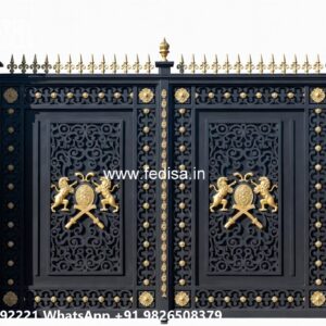 Modern Fence Gate, Folding Steel Gate Design Main Gate Lighting In Outdoor