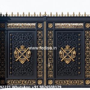 Modern Fence Gate, Steel Gate Glass Design Main Gate Lighting In Outdoor