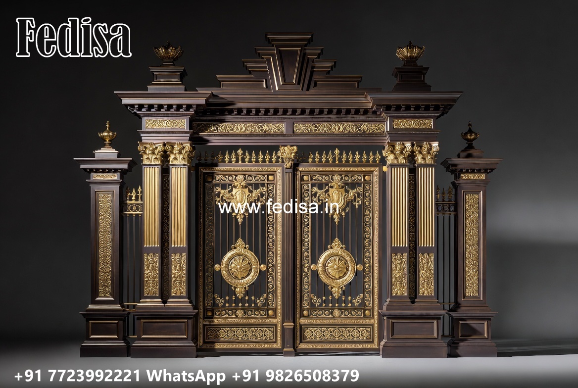 Front Door Gate Design, Iron And Steel Gate Design Main Gate Lighting In Outdoor