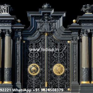 Steel Gate New Design, Palisade Gates Designs Main Gate Lighting In Outdoor