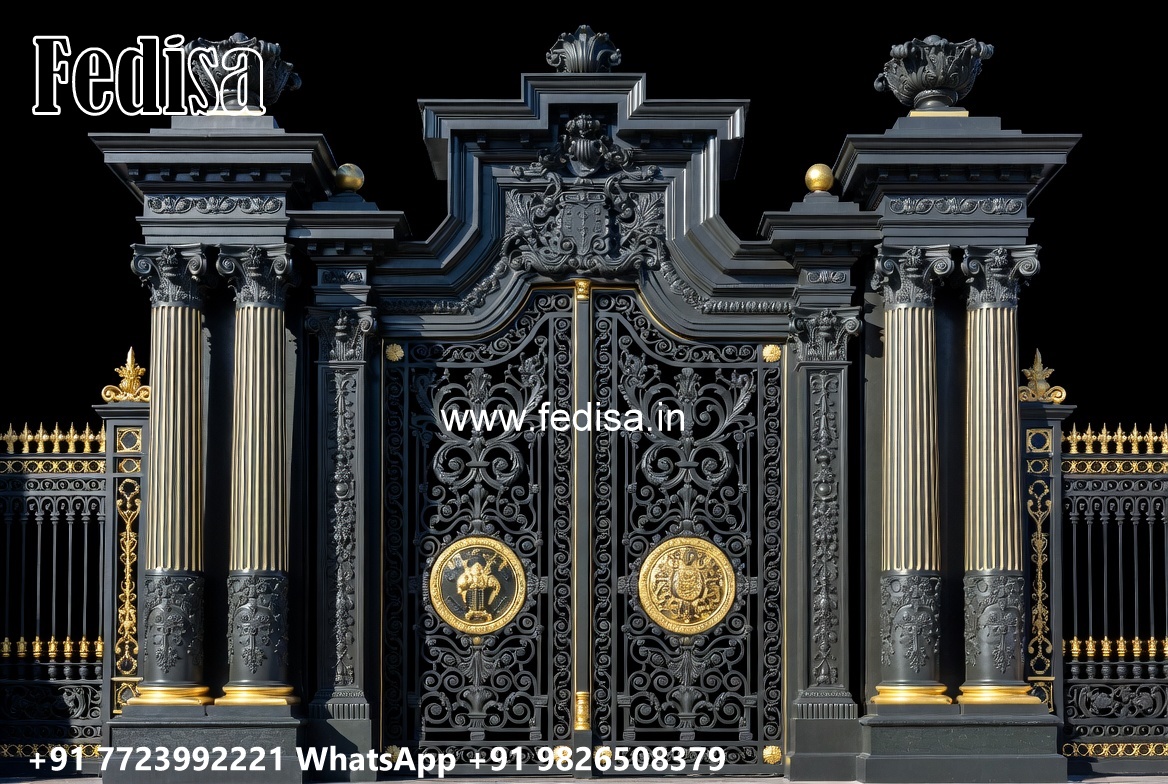 Steel Gate New Design, Palisade Gates Designs Main Gate Lighting In Outdoor