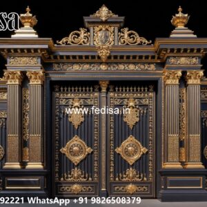 Modern Fence Gate, Metal Sliding Gate Design Main Gate Lighting In Outdoor