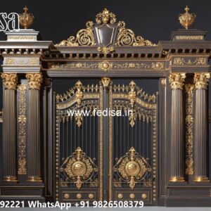 Steel Gate New Design, Modern Gate Post Design Main Gate Lighting In Outdoor