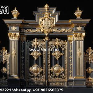 Modern Fence Gate, Herringbone Gate Main Gate Lighting In Outdoor