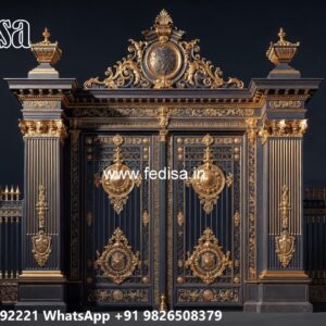 Latest Steel Gate Design, Concrete Fence And Gate Design Main Gate Lighting In Outdoor