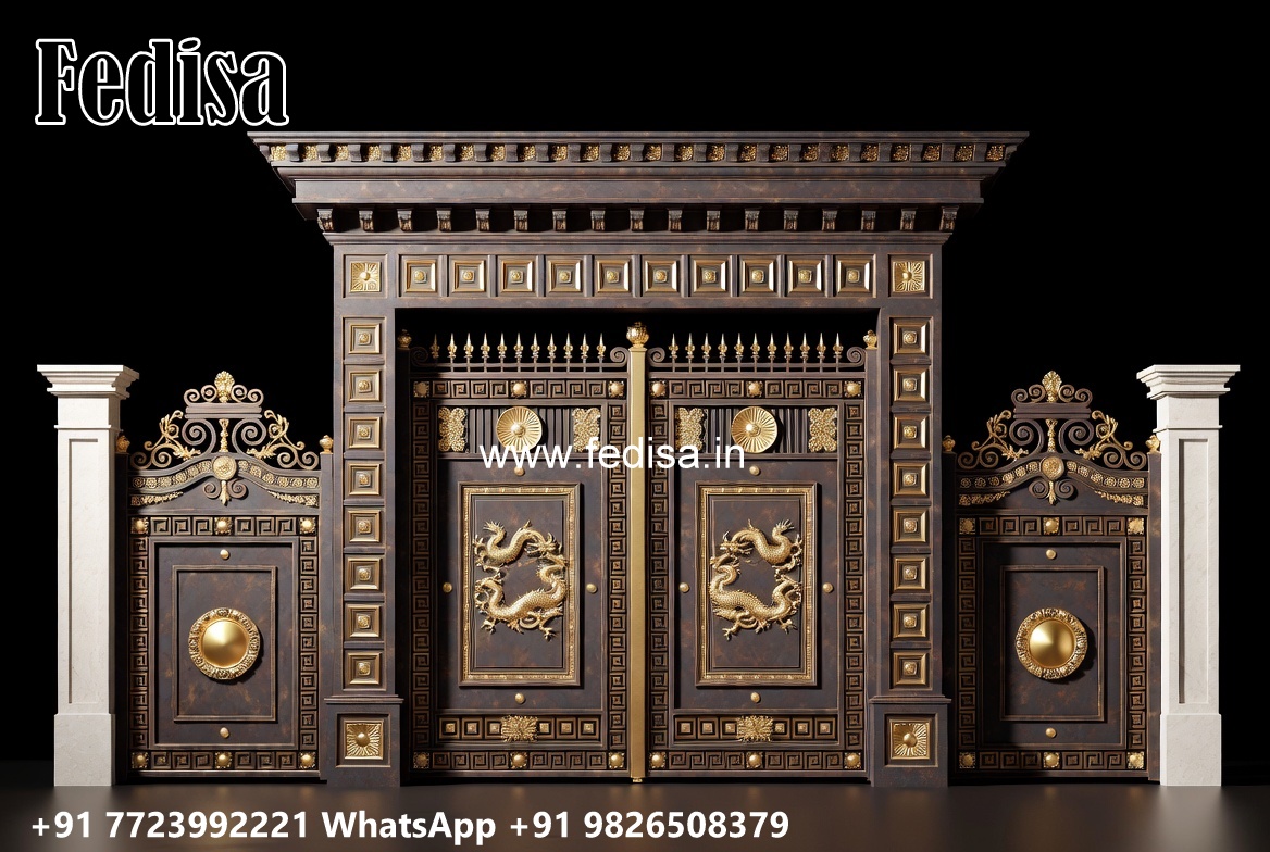 Gate Design Pipe, Design Gate Modern Main Gate Lighting In Outdoor