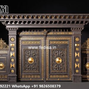 Gate Design Pipe, Design Of Boundary Wall With Gate Main Gate Lighting In Outdoor