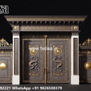 Beautiful Gate Designs, Main Gate Design Stainless Steel Main Gate Lighting In Outdoor