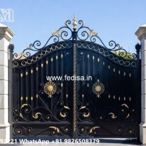 Side Gate Designs, Steel Loha Mix Gate Main Gate Lighting In Outdoor