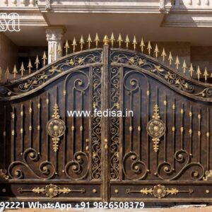 Modern Fence Gate, Contemporary Wrought Iron Gates Main Gate Lighting In Outdoor