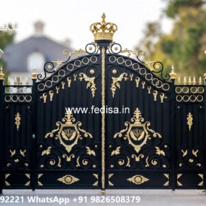Beautiful Gate Designs, Wooden Front Gate Design Main Gate Lighting In Outdoor