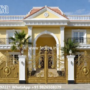 Steel Gate New Design, Mid Century Modern Fences And Gates Main Gate Lighting In Outdoor