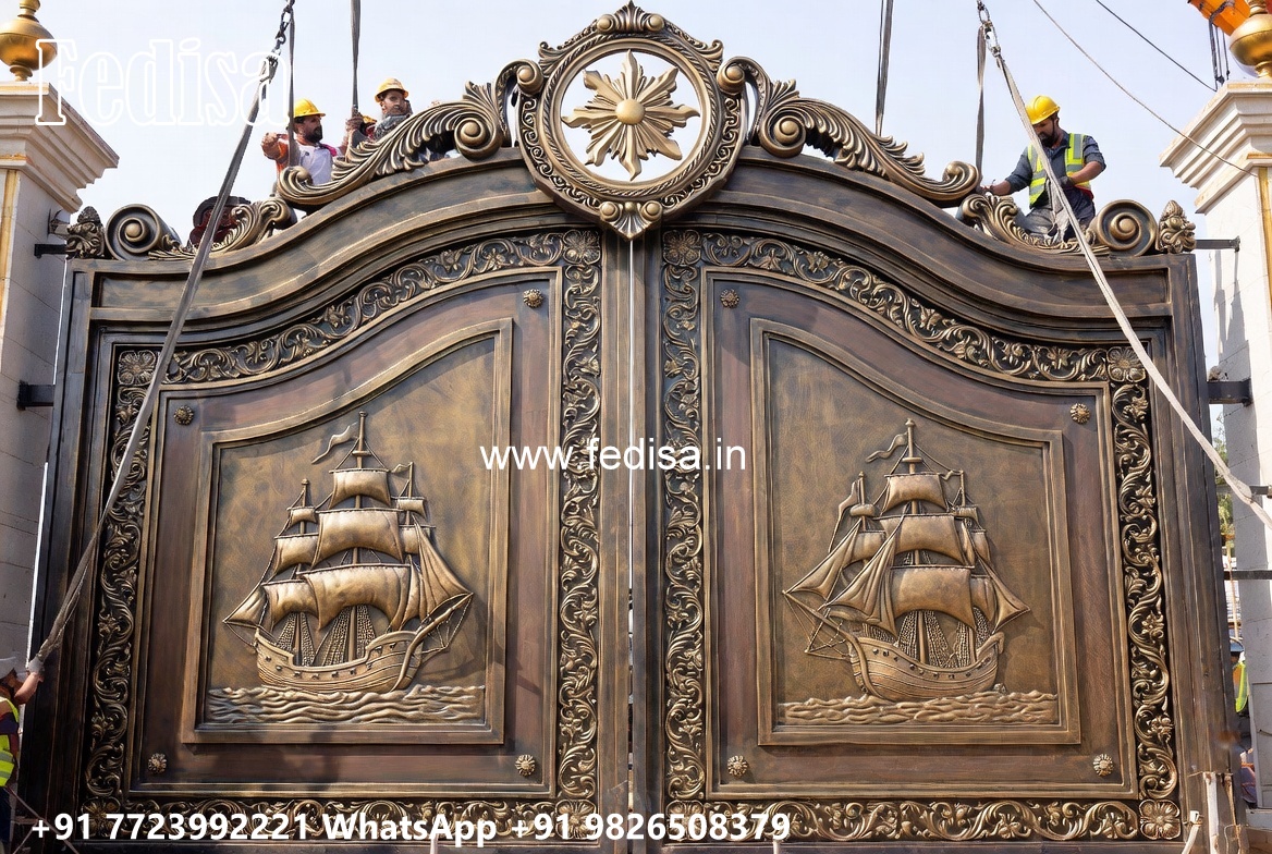 Steel Gate New Design, Main Gate Design Laser Cutting Main Gate Lighting In Outdoor