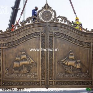 Gate Design 2136, Box Pipe Gate Design Main Gate Lighting In Outdoor