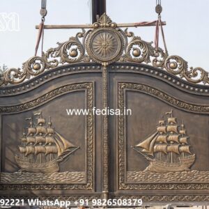 Hpl Gate Design, Single Gate Colour Main Gate Lighting In Outdoor