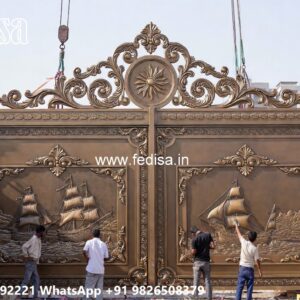 Modern Fence Gate, Iron Pipe Gate Design For House Main Gate Lighting In Outdoor