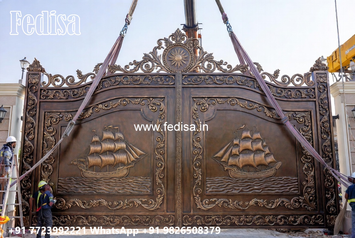 Hpl Gate Design, Home Main Gate Steel Design Main Gate Lighting In Outdoor