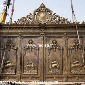 Gate Design Pipe, Square Bar Steel Gate Design Main Gate Lighting In Outdoor