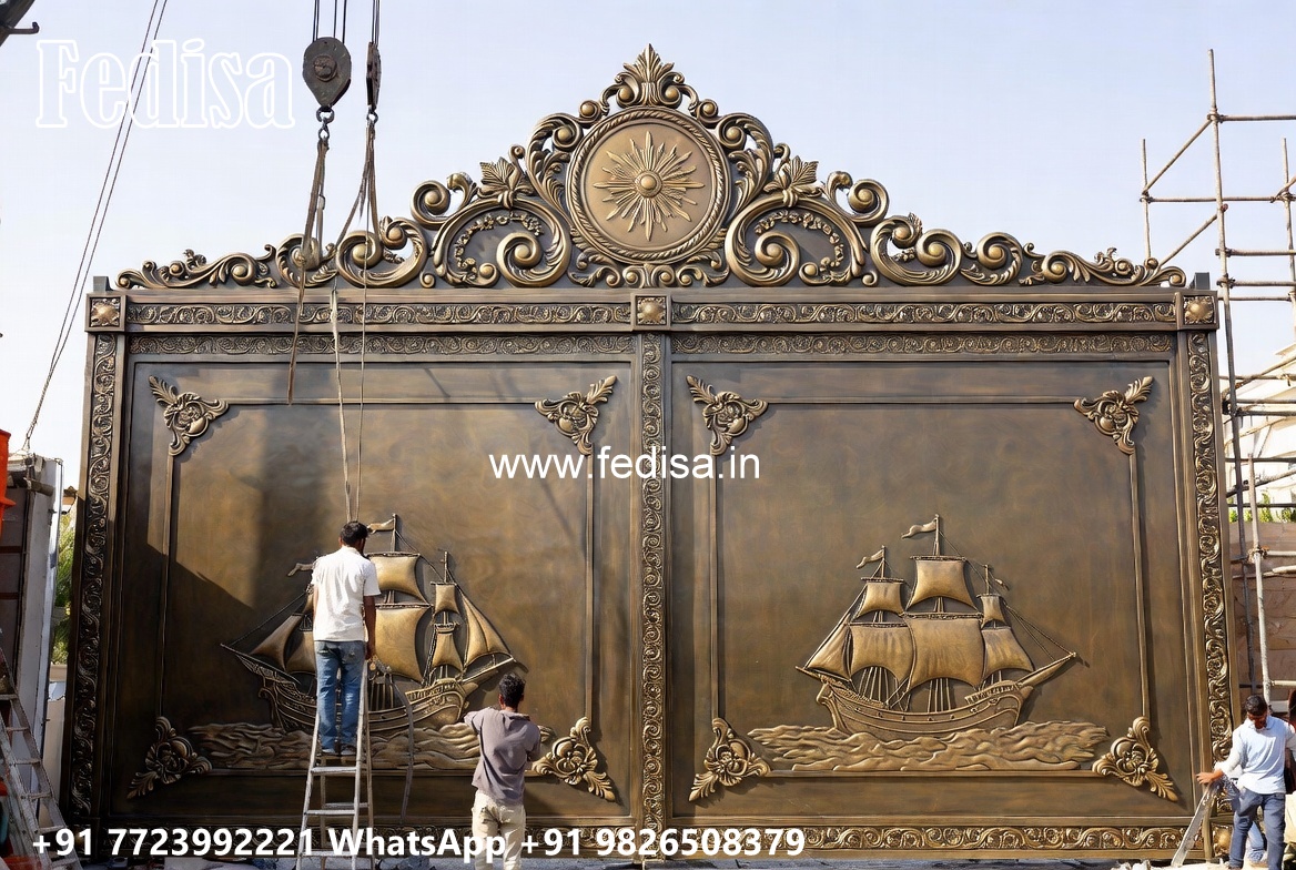 Steel Gate New Design, Modern Garage Gate Design Main Gate Lighting In Outdoor