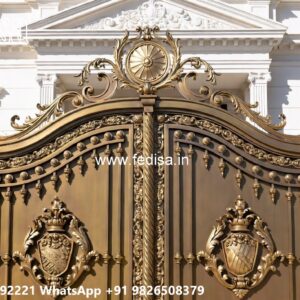 Hpl Gate Design, Front Gate Design Sliding Main Gate Lighting In Outdoor