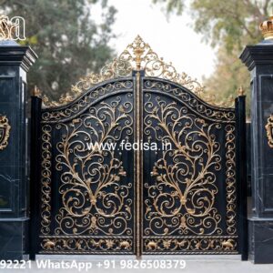 Loha Ka Gate Ka Design, Square Pipe Design Gate Main Gate Lighting In Outdoor