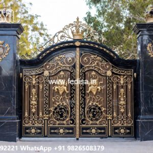 Gate Design 2154, Steel Gate Design 6 Feet Main Gate Lighting In Outdoor